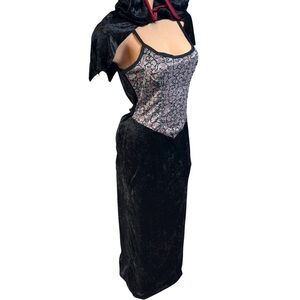 Vintage Rubie's whimsy goth velvet Dress costume grunge hood cape